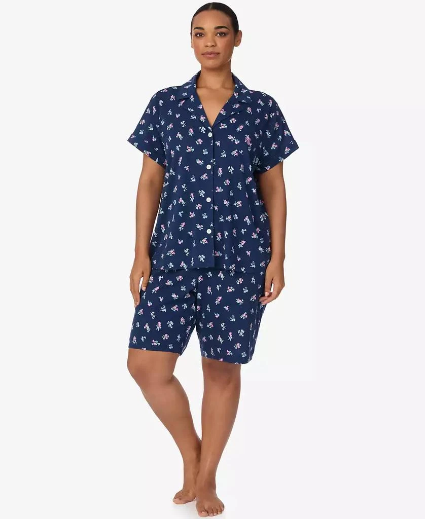Ralph Lauren Plus-Size 2-Piece Notch Collar Shirt and Bermuda Shorts Pajama Set