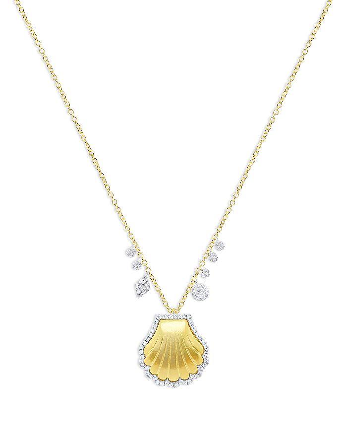 Meira T 14K White Gold & 14K Yellow Gold Diamond Seashell Pendant Necklace, 18"