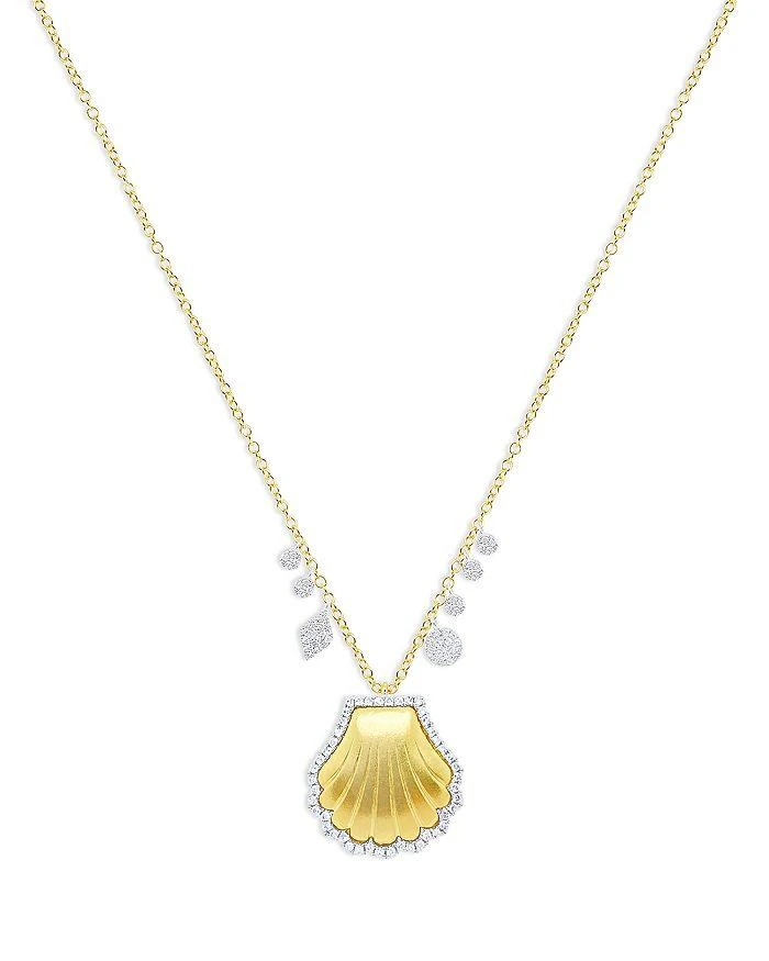 Meira T 14K White Gold & 14K Yellow Gold Diamond Seashell Pendant Necklace, 18" 1