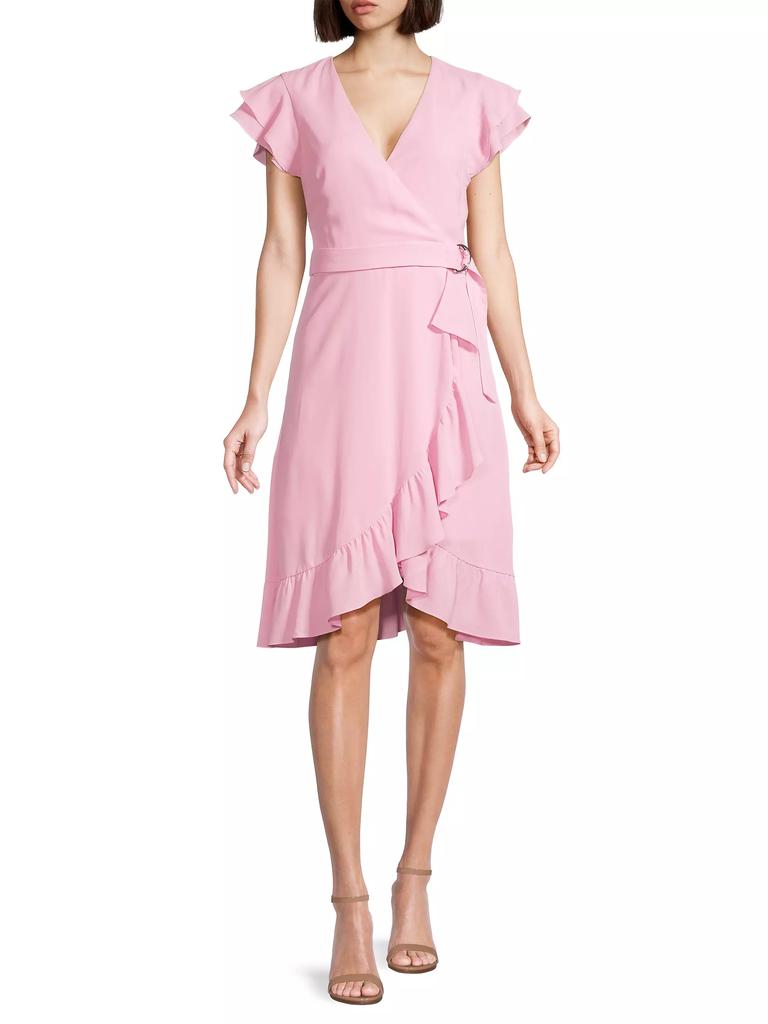 Laundry by Shelli Segal Belted Flutter-Sleeve Dress