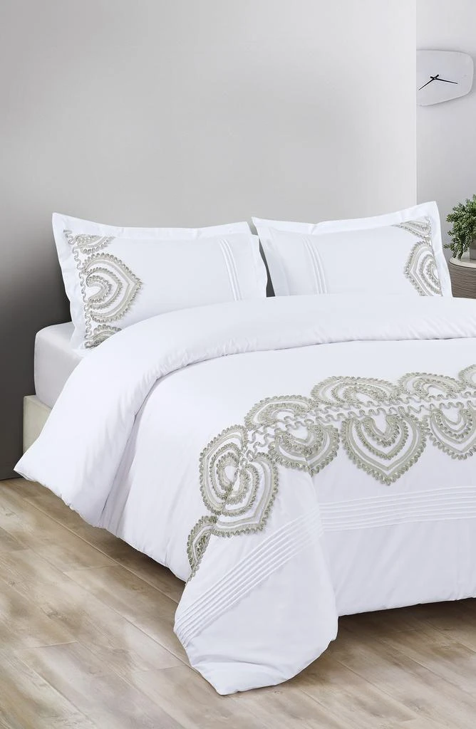 Melange Home Padma Embroidered Duvet 3-Piece Set 1