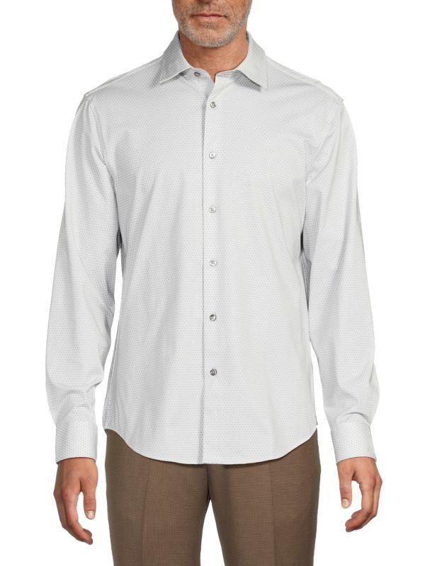 BUGATCHI Print Long Sleeve Shirt