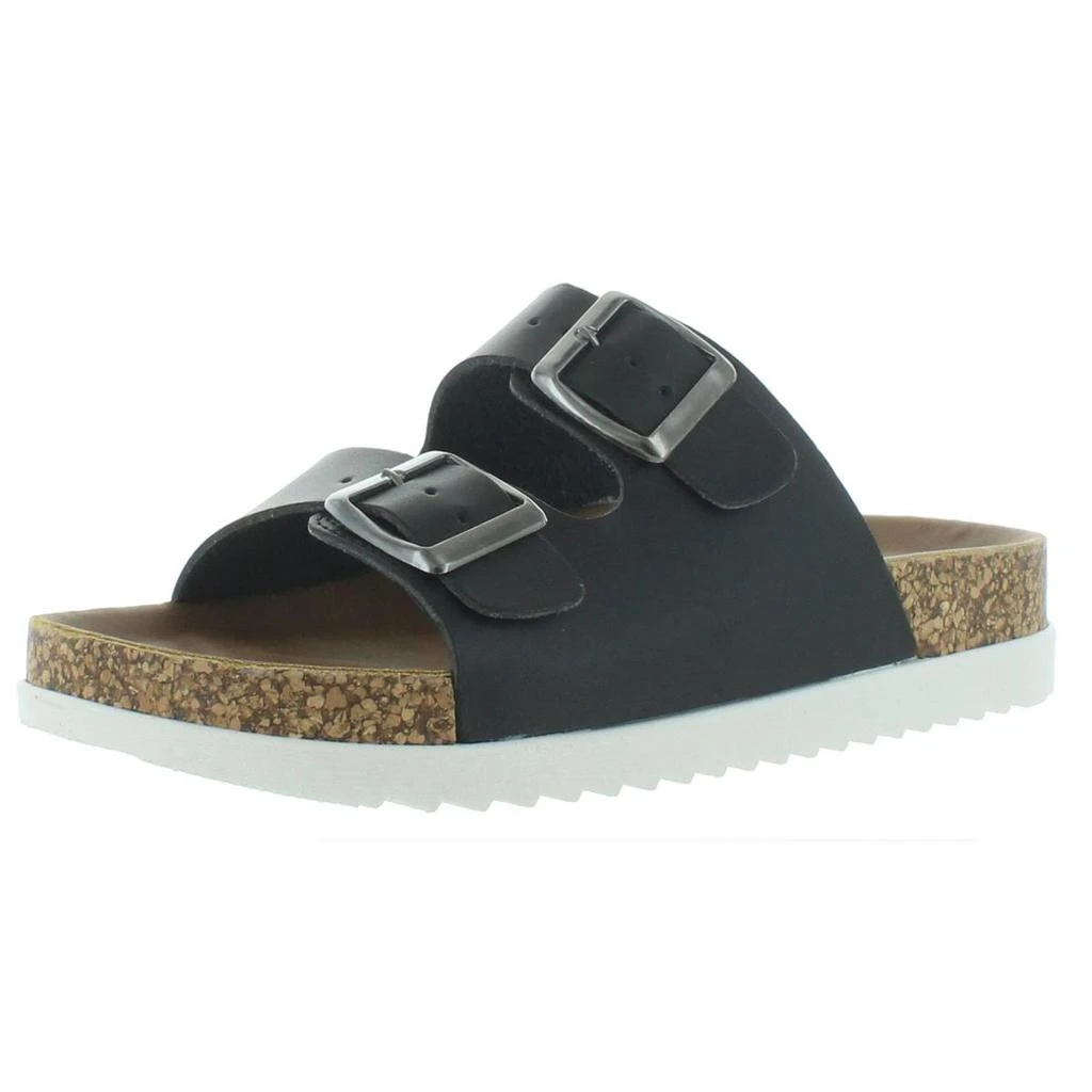 Shop Goldiie Womens Faux Leather Flat Footbed Sandals on Sale at