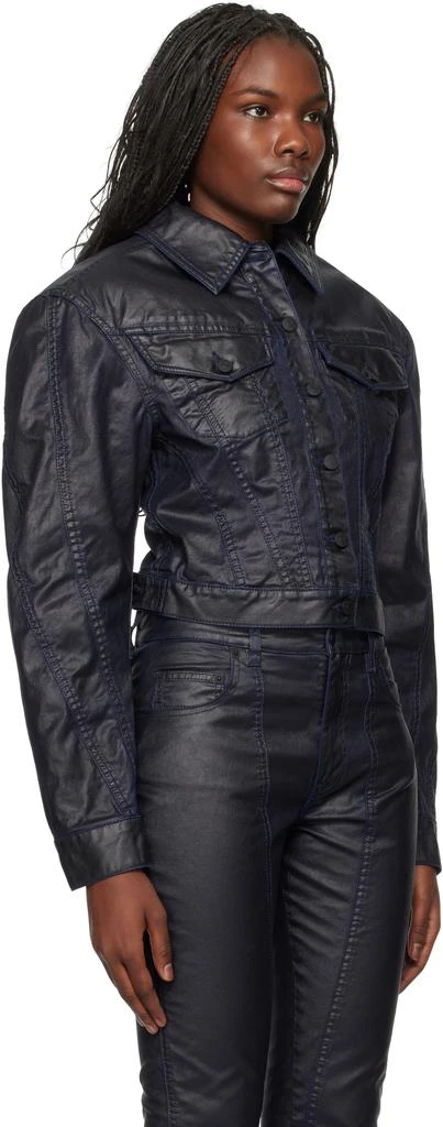 Mugler Blue Waxed Denim Jacket 2