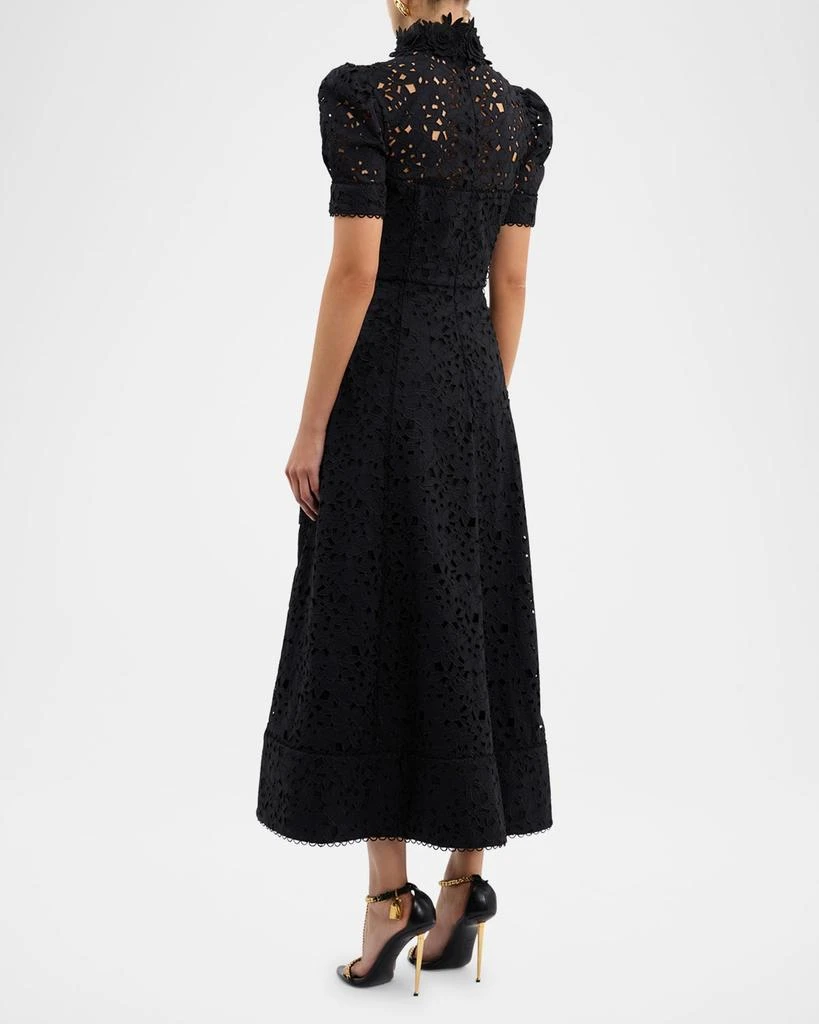 REBECCA VALLANCE Kitsu Mock-Neck Floral Lace Midi Dress 3
