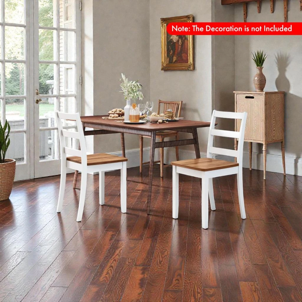 Hivvago Set of 2 Durable Rubber Wood Dining Chairs for Kitchen and Dining 2