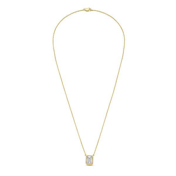 Diana M Jewels 14kt yellow gold lab grown east west radiant cut bezel pendant weighing 1.00 ct