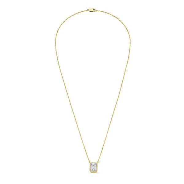 Diana M Jewels 14kt yellow gold lab grown east west radiant cut bezel pendant weighing 1.00 ct 2