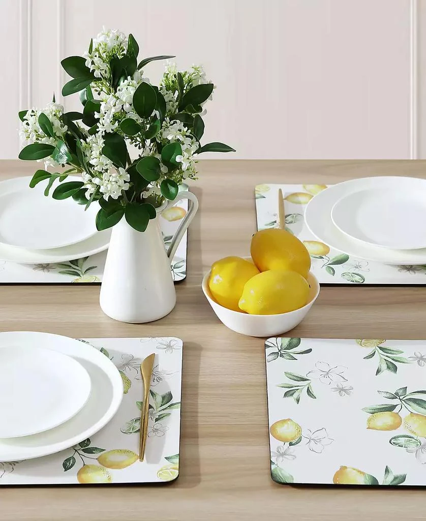 Laura Ashley Lemon Floral Cork Placemats Set of 4, 16" x 12" 4