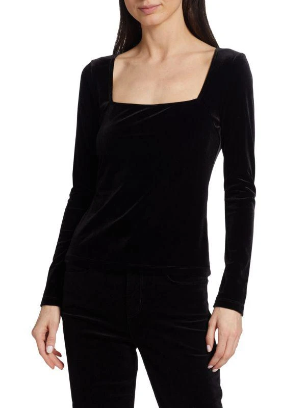 L'Agence Kinley Velvet Square Neck Top 1