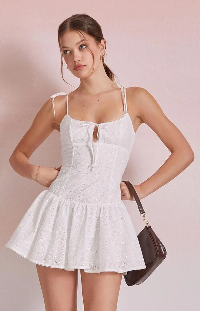 Beverly and Beck Eleanor Eyelet Tie Front Mini Dress 1