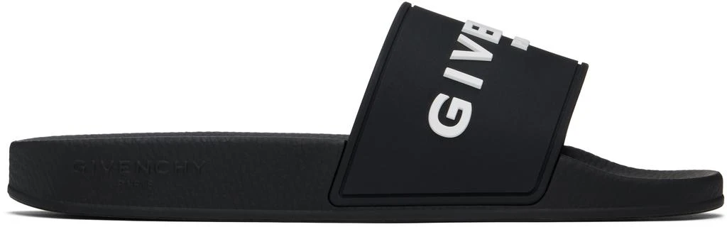 Givenchy Black Rubber Pool Slides - Sandals - BeyondStyle display picture 1