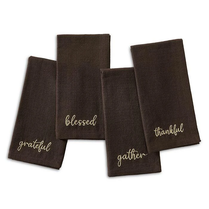 Elrene Home Fashions Harvest Sentiment Embroidered Napkins, Set of 4 3