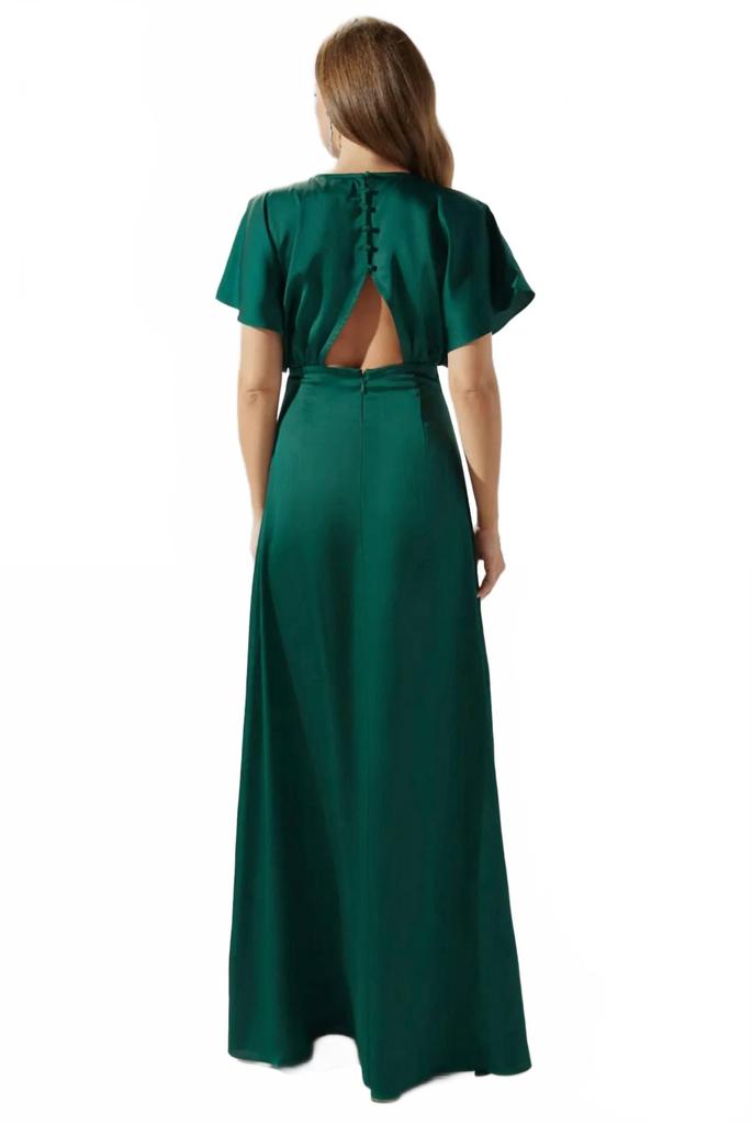 Sugarlips Darling Flutter Sleeve Cut Out Maxi Dress In Green