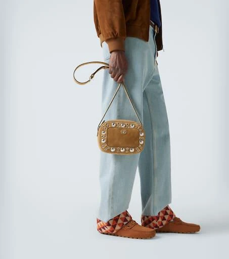 Valentino Nellcôte studded suede crossbody bag 3