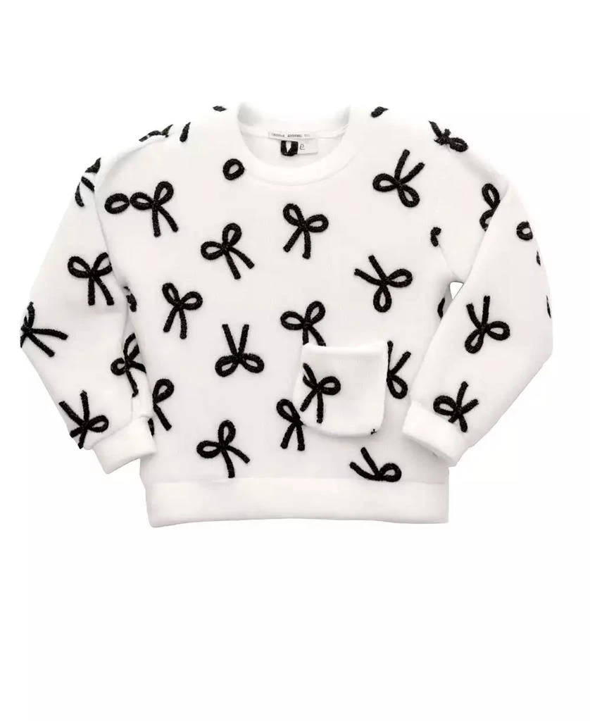 Kate Mack Little Girls Bows Plush Sweatshirt and Jogger, 2-Piece Set 4