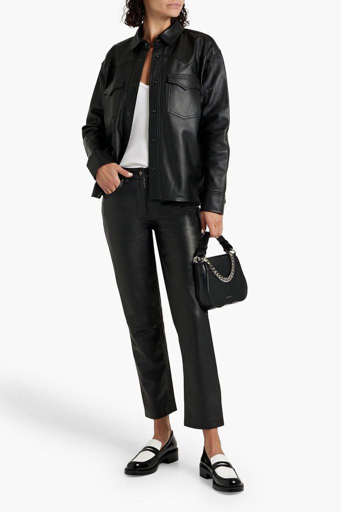 Muubaa Cropped leather straight-leg pants
