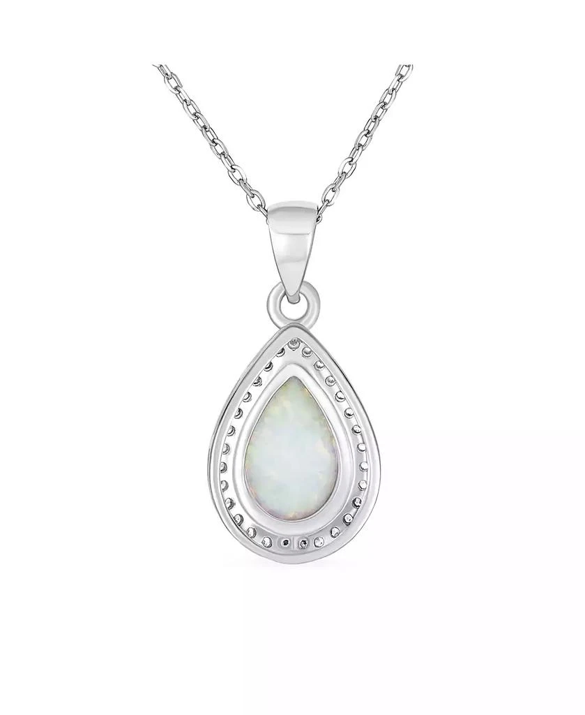 Bling Jewelry Necklace with CZ Accent and Opal Teardrop Pendant in Sterling Silver 2