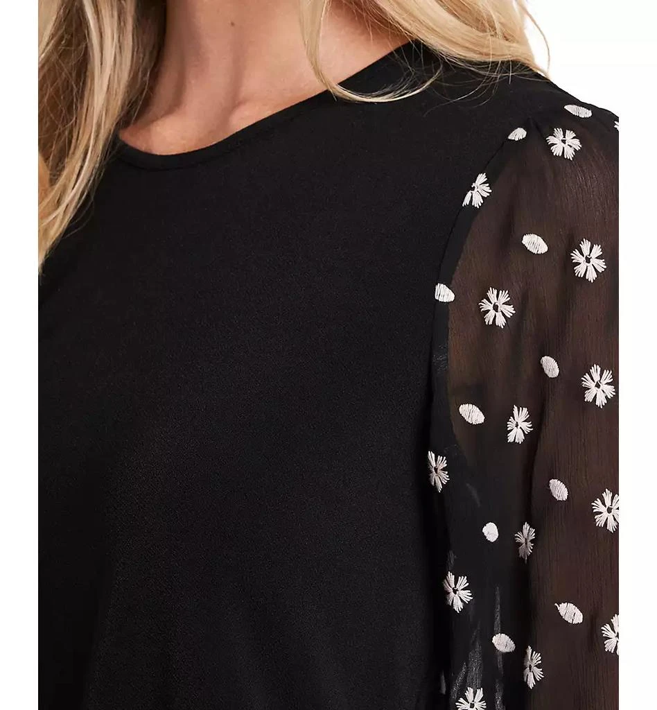 CeCe Women's Crewneck Puff 3/4-Tie Sleeve Knit Top 2