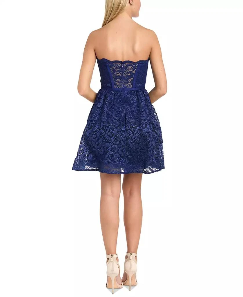 Morgan & Company Juniors' Glitter-Lace Corset Skater Dress 5