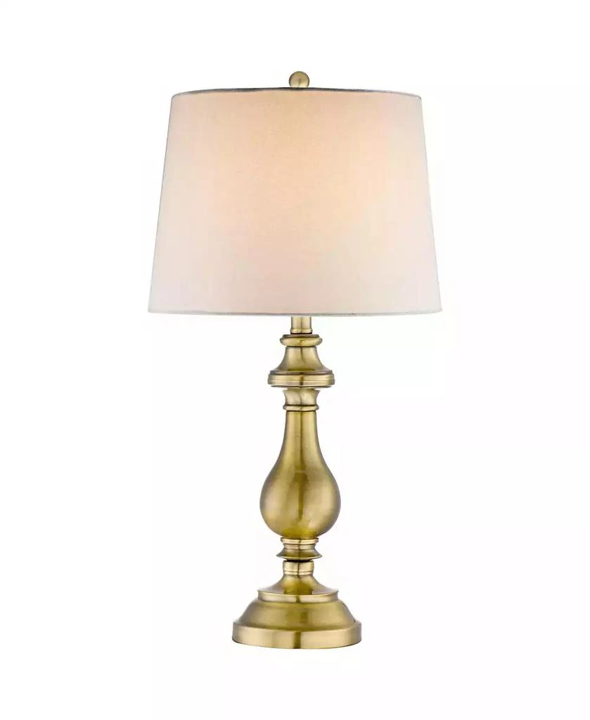 Regency Hill Traditional Table Lamp 26" High Antique Brass Candlestick White Fabric Drum Shade for Living Room Family Bedroom Bedside
