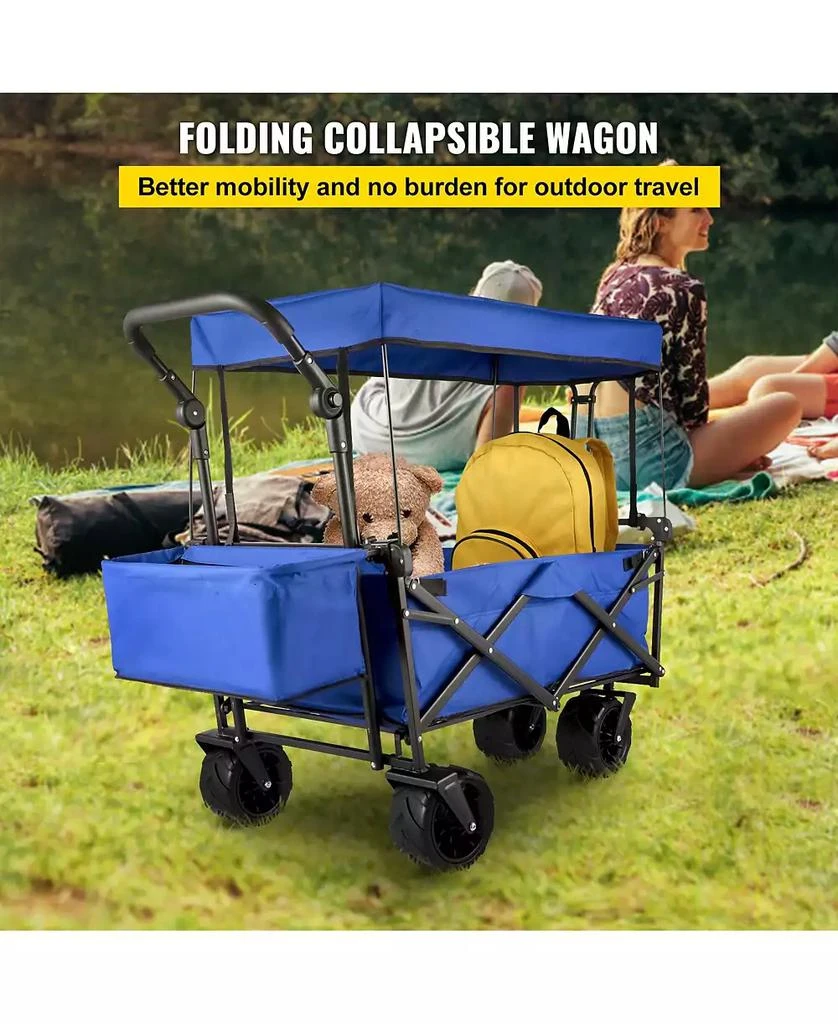 Mecale Extra Large Folding Wagon with Removable Canopy 
Rear Storage, All-Terrain Utility Cart, Blue 4
