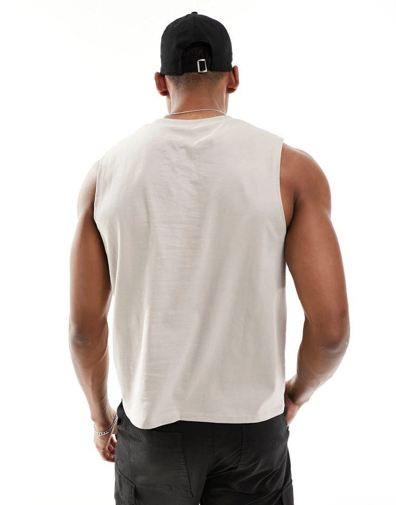 ASOS ASOS DESIGN boxy tank in stone 2