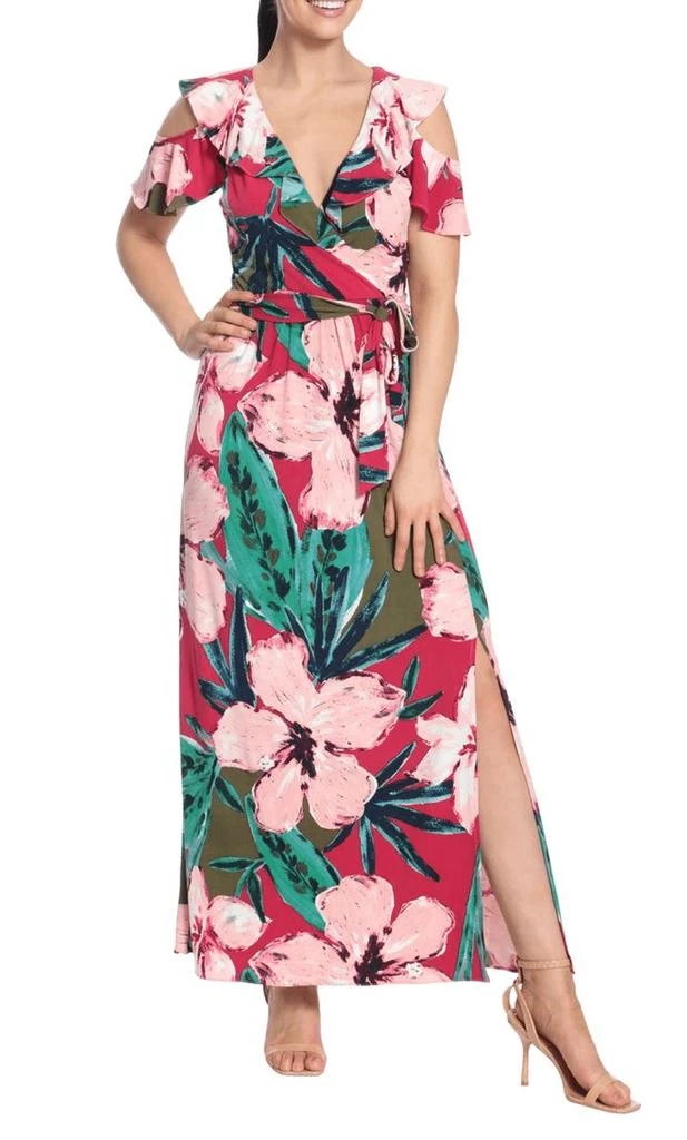 London Times London Times - Cold Shoulder Ruffle Floral Maxi Dress 1