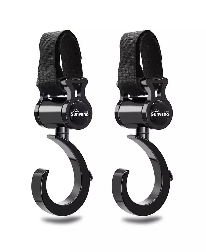 Sunveno Baby Stroller Hooks with Velcro Straps Set of 2