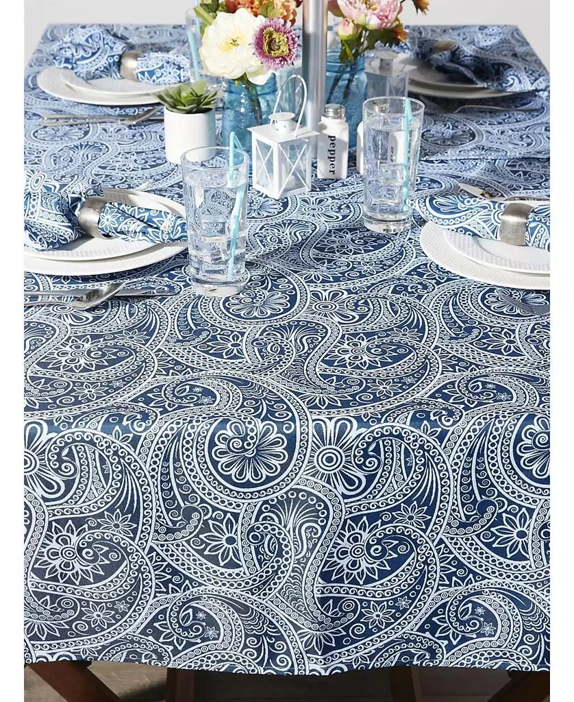 Design Imports Paisley Print Outdoor Tablecloth with Zipper, 60 Round 3