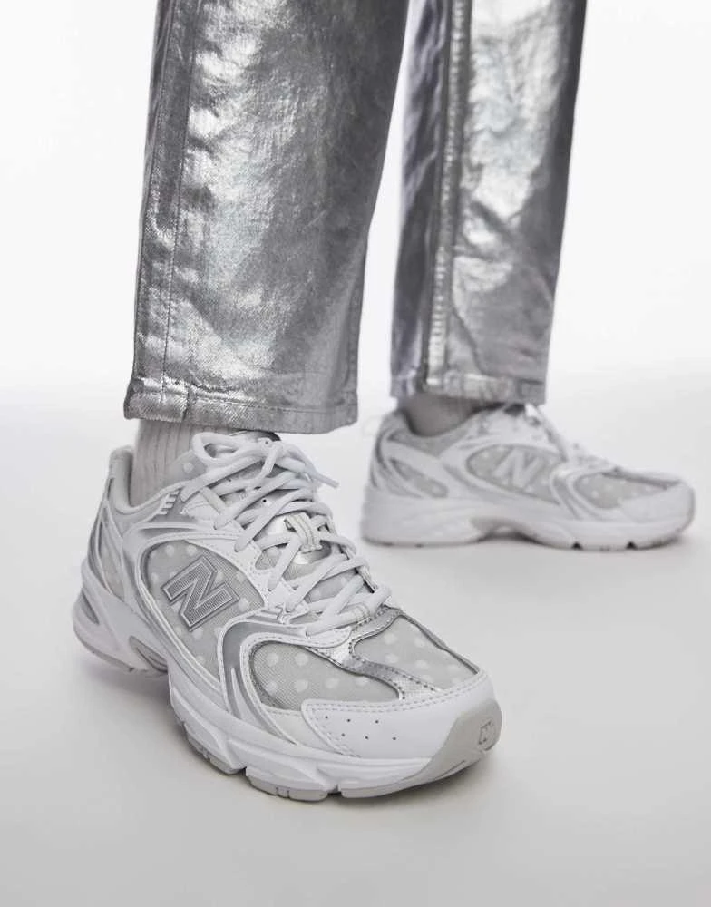 New Balance New Balance 530 trainers in white and silver polka dot 1