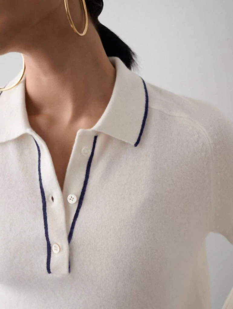 White + Warren White + Warren - Cashmere Rib Trim Polo Sweater 3