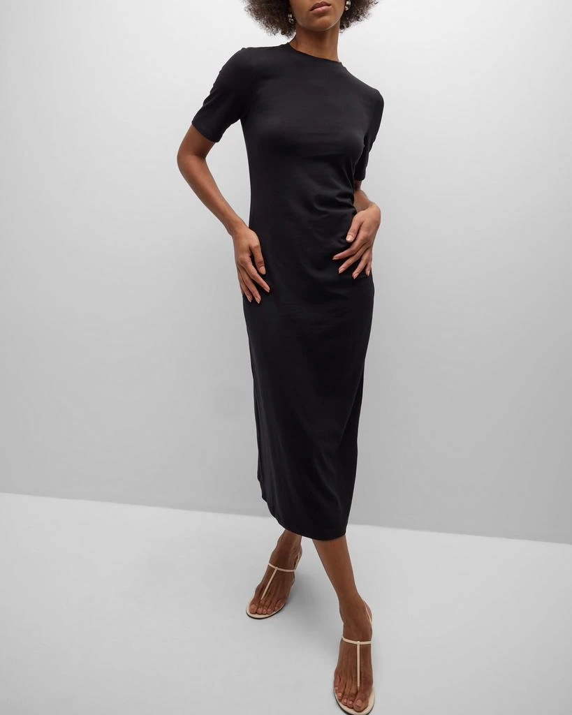 Vince Short-Sleeve Side Drape Midi Dress 7