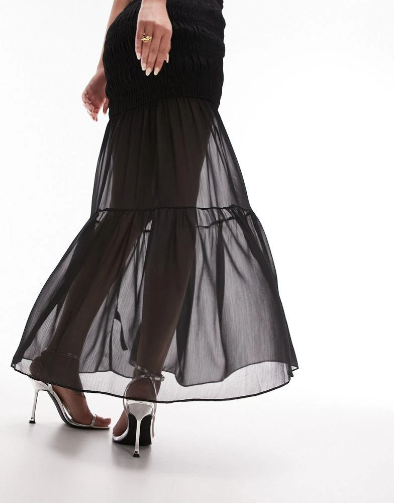 Topshop Topshop shirred bandeau maxi dress in black 2