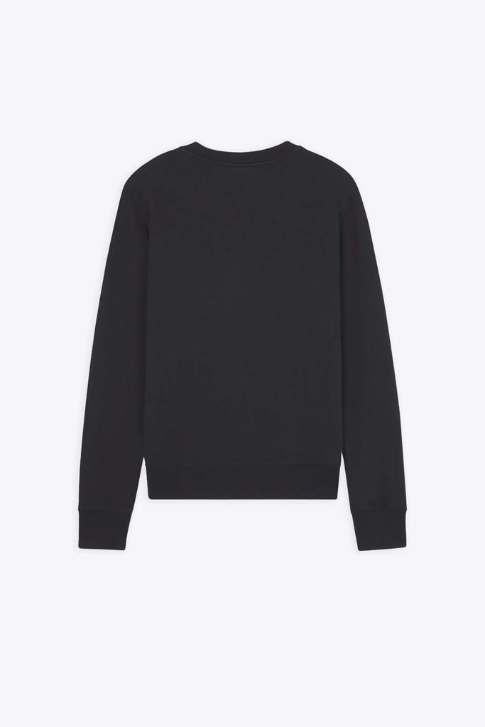 Maison Kitsune Fox Head Patch Regular Sweatshirt Black cotton crewneck sweatshirt with embroidered patch