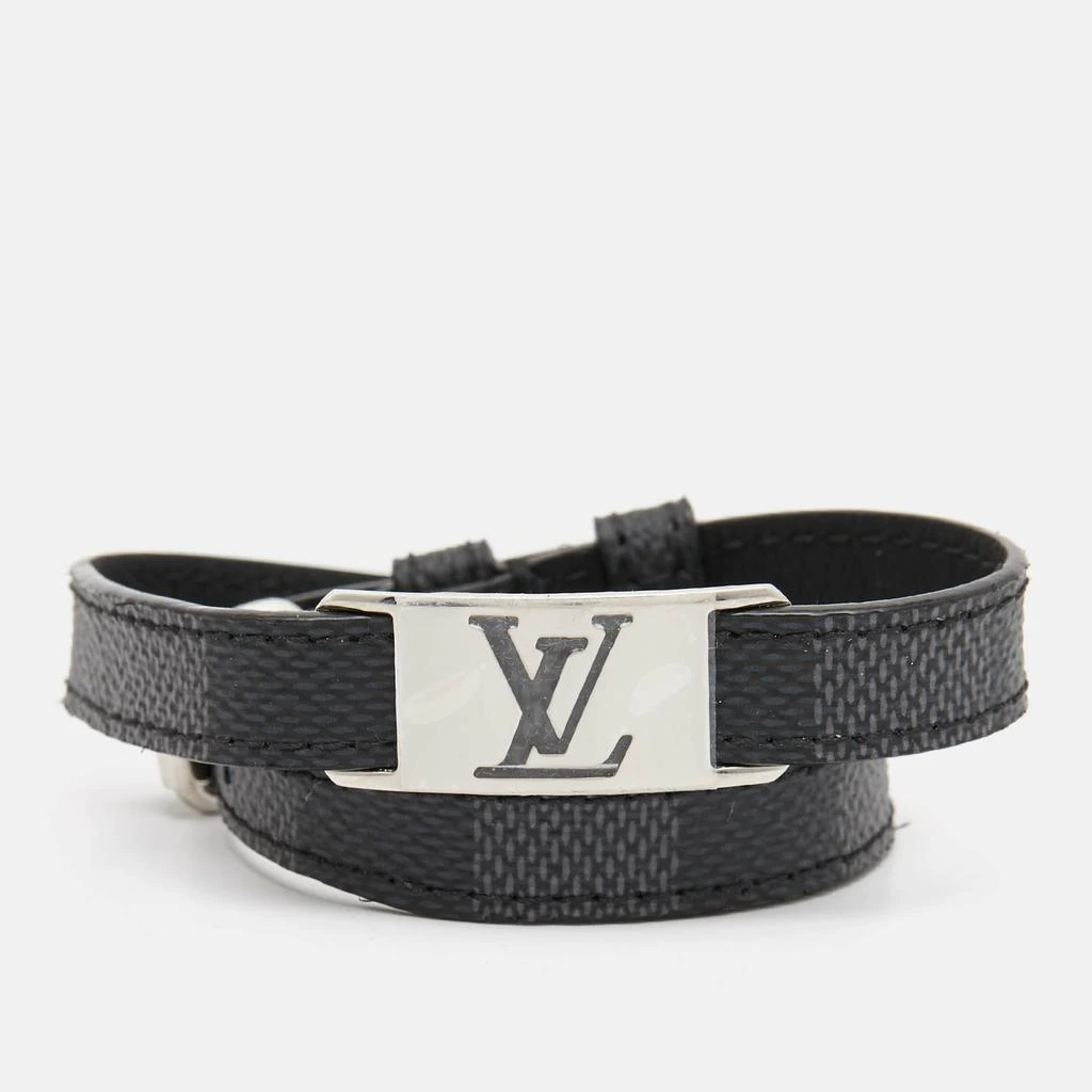 Louis Vuitton Louis Vuitton Sign It Damier Leather Silver Tone Double Wrap Bracelet 1