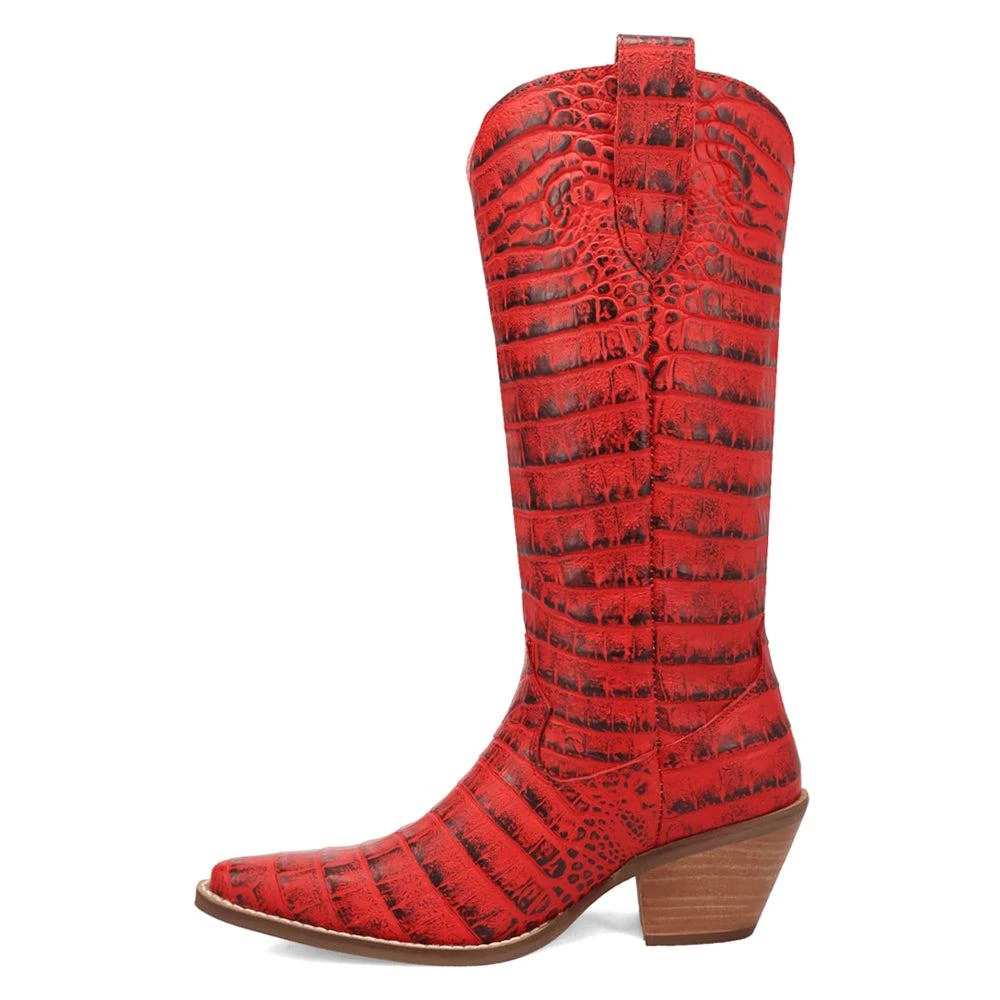 Dingo Ozzie Croc Embossed Snip Toe Cowboy Boots 3