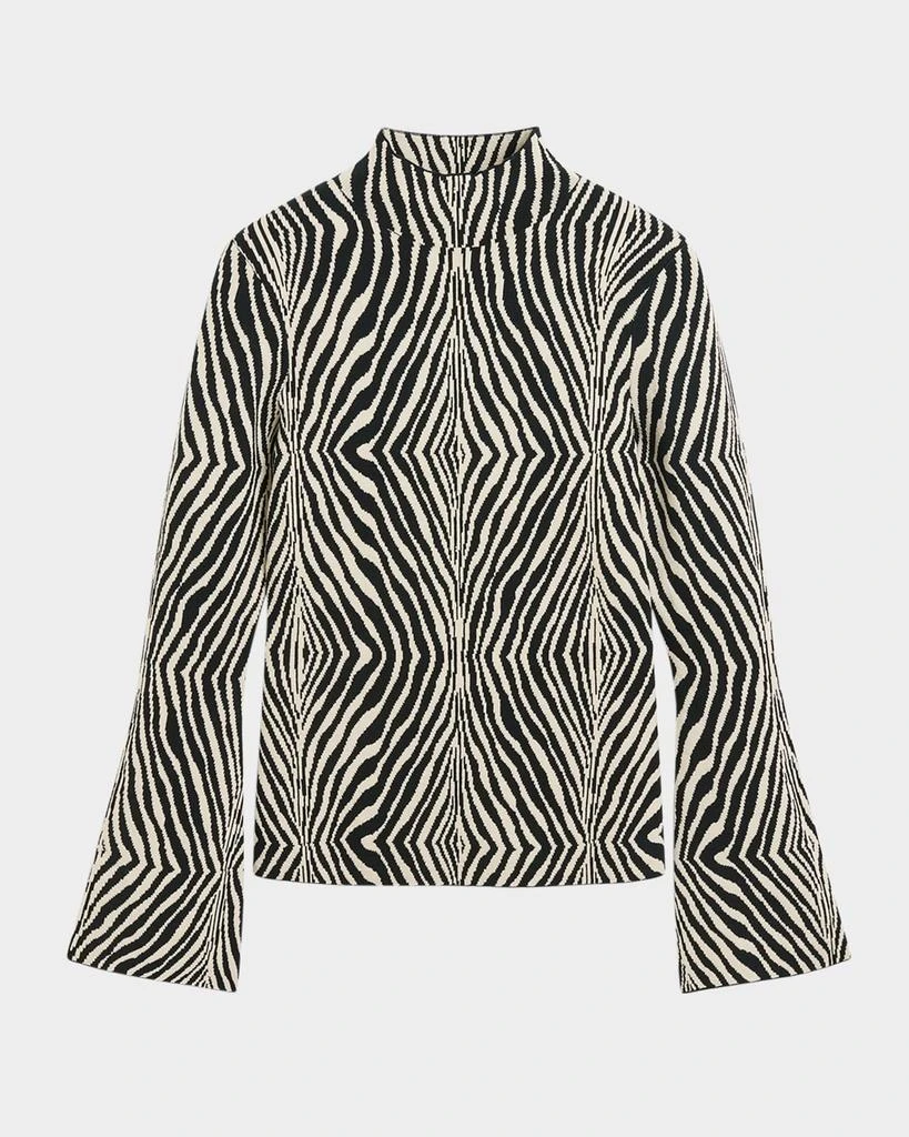 BY MALENE BIRGER Bernie Mock-Neck Zebra Intarsia Sweater 1