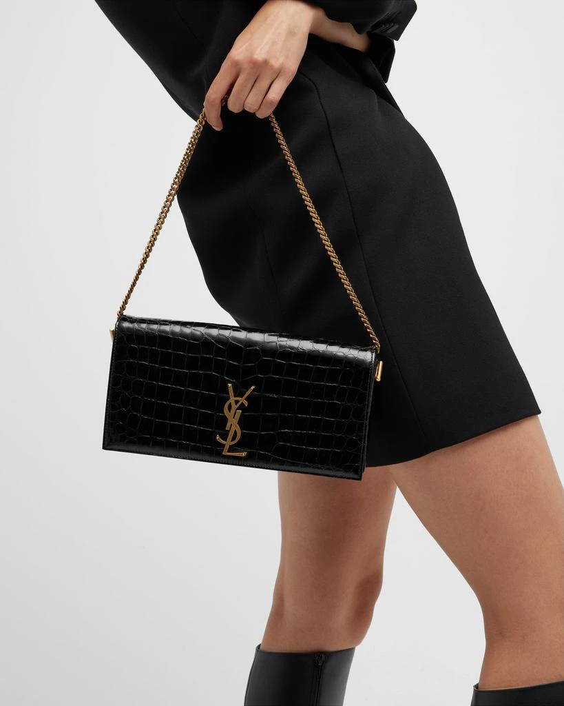 Yves Saint Laurent Kate YSL Clutch Bag in Croc-Embossed Patent Leather 2