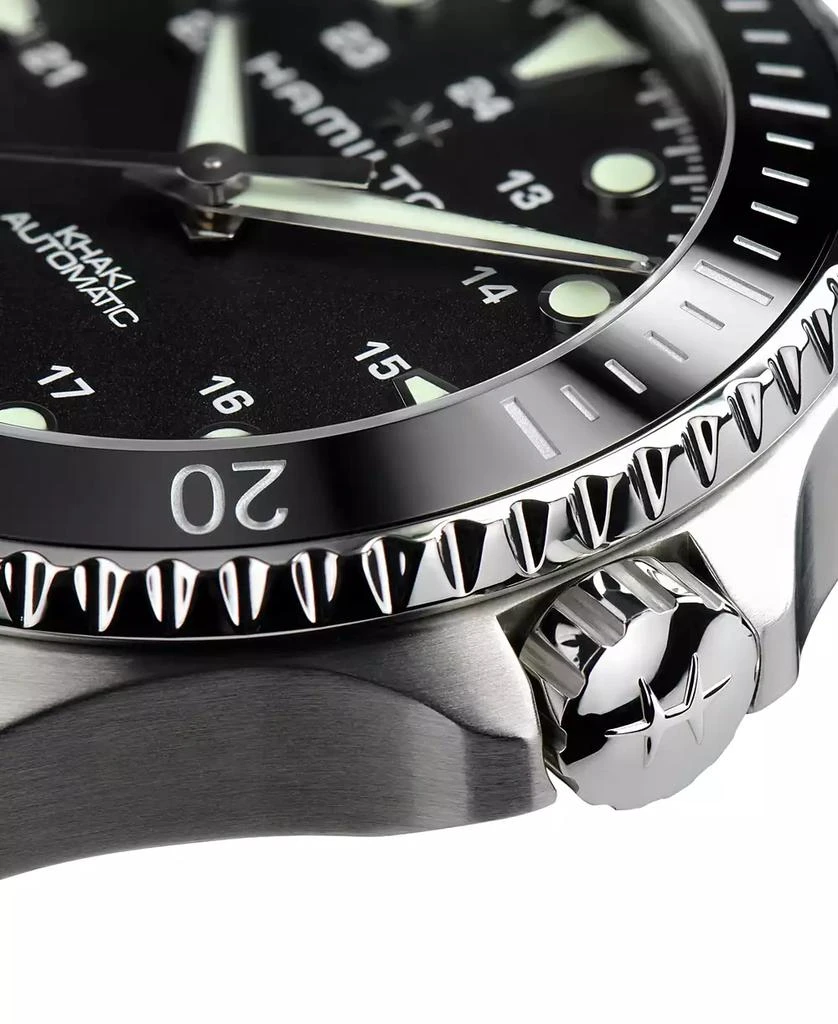 Hamilton Men's Swiss Automatic Khaki Navy Scuba Black Rubber Strap Watch 43mm 3