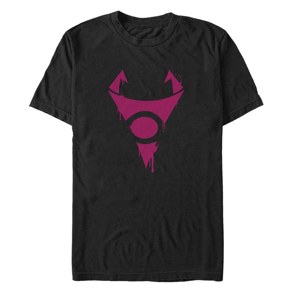 Fifth Sun Men's Nickelodeon Invader Zim Irken Symbol Purple Spray Paint Stencil Short Sleeve T-Shirt