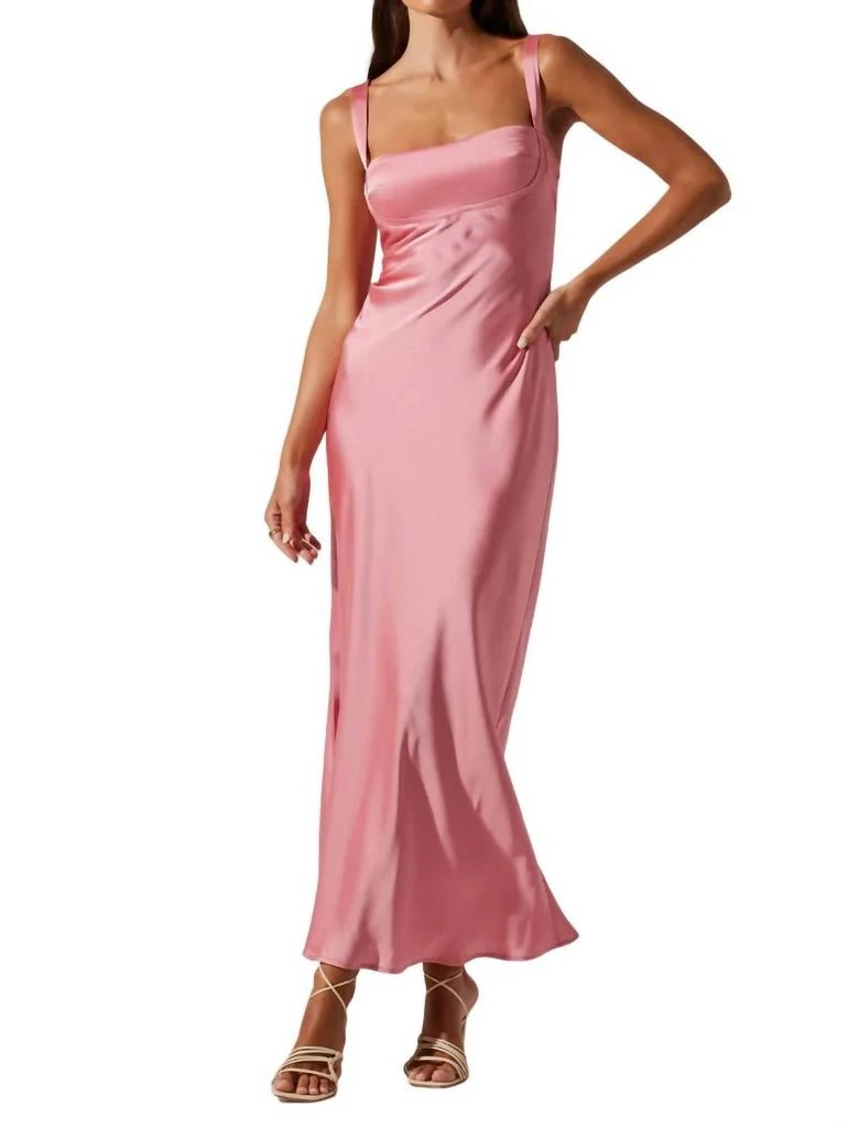ASTR Stacie Satin Maxi Dress In Strawberry Pink 1