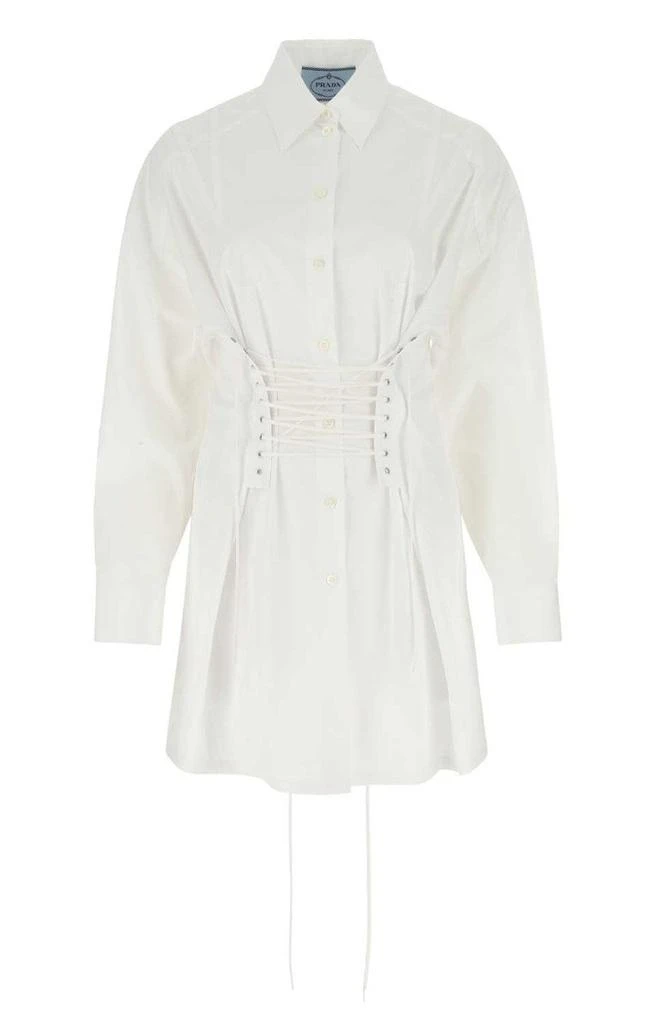 Prada Prada Lace-Up Long Sleeved Shirt Dress 1