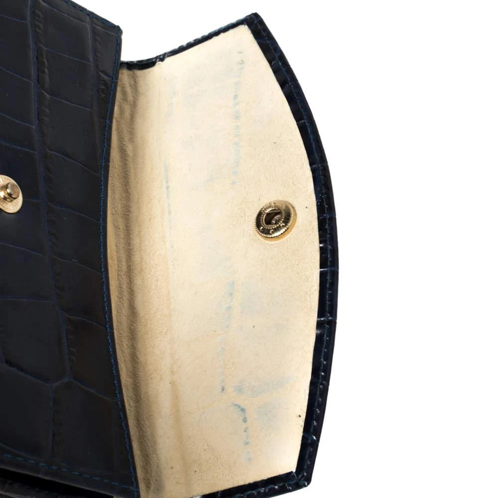Aspinal of London Aspinal Of London Blue Crocodile Embossed Leather Bifold Wallet 7