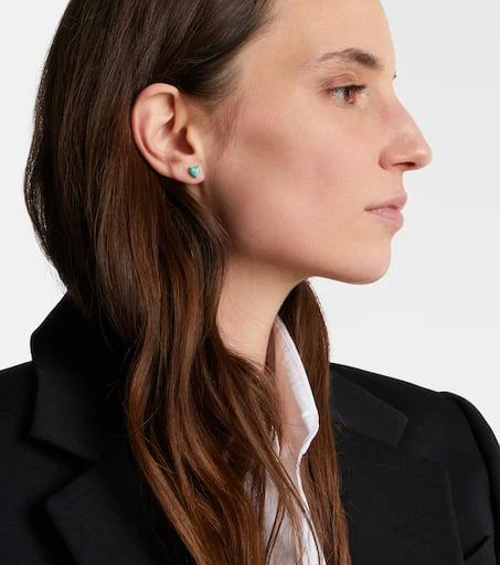 Sydney Evan 14kt gold (585/1000) stud earrings with diamonds and turquoises 3