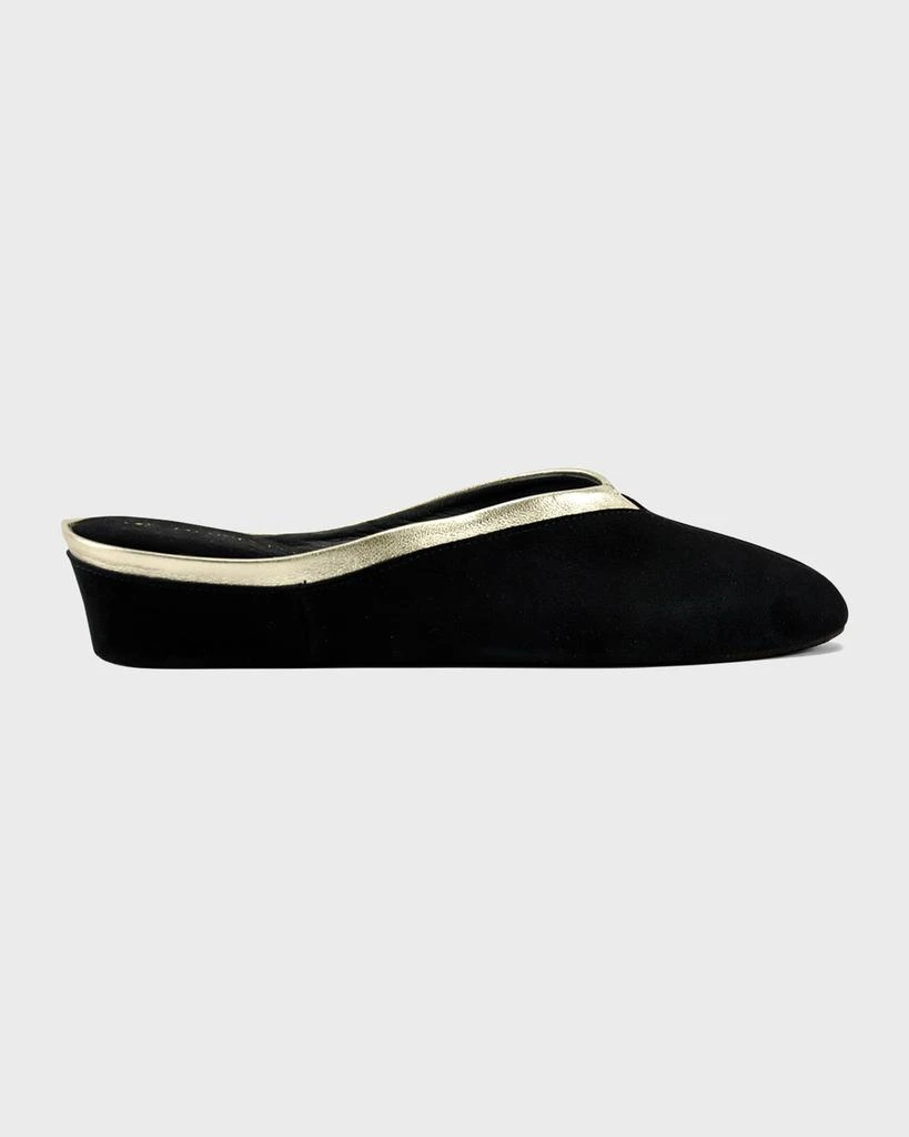 Jacques Levine Suede Wedge Mule Slippers 1