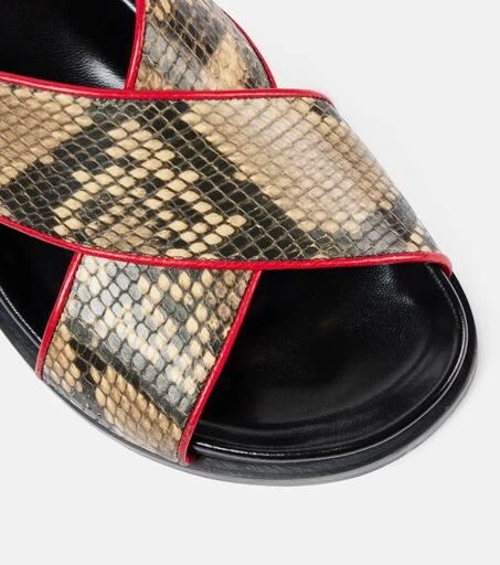 Dries Van Noten Snake-effect leather slingback sandals 5