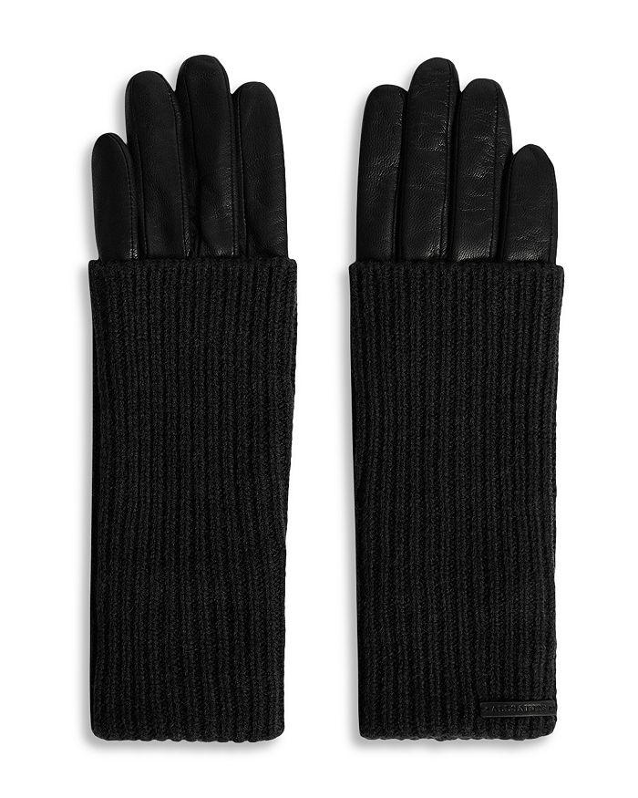 ALL SAINTS Long Knit Cuff Leather Gloves