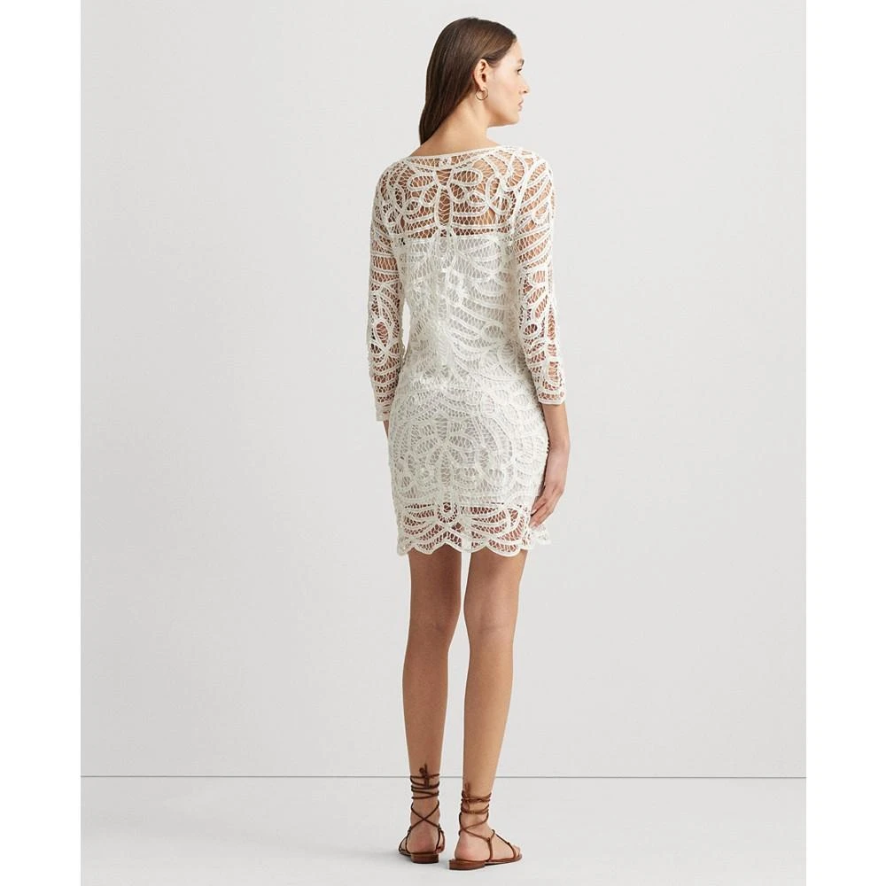 white lace fit and flare dress Long-Sleeve Lace Fit-and-Flare Mermaid Wedding Dress with Illusion Bac –  Think Bridal