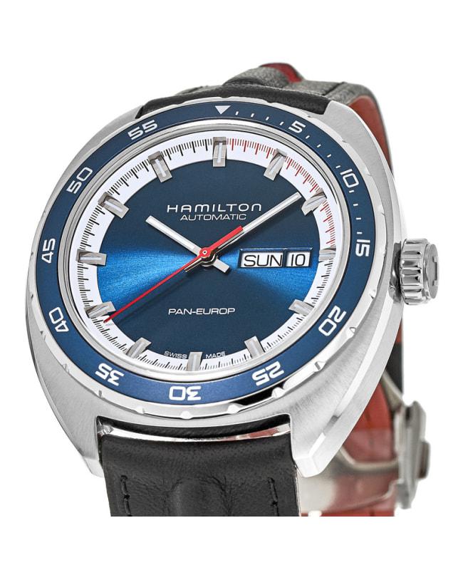 Hamilton Hamilton American Classic Pan Europ Auto Blue Dial Leather Strap Men's Watch H35405741